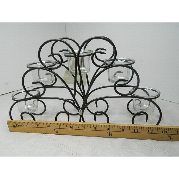 Home Elements Wire Candle Holder w/5 Glass Votives 13.25"LX 8"HX 3"W  Open Box - Picture 11 of 14